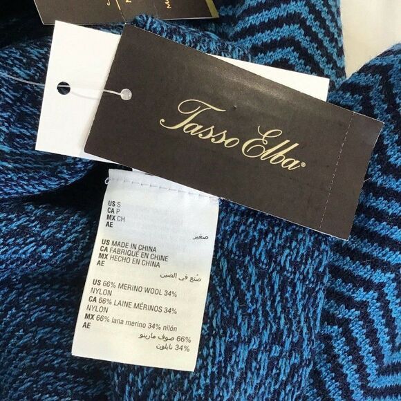 New Tasso Elba Pullover Sweater Merino Wool Blend Peacock Teal Blue Men's XXL - Picture 4 of 6